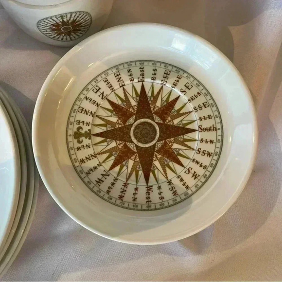 Vintage 80s Melamine Nautical Compass Dishes for Boats, Set of 23 by Monte Carlo - Picture 3 of 6
